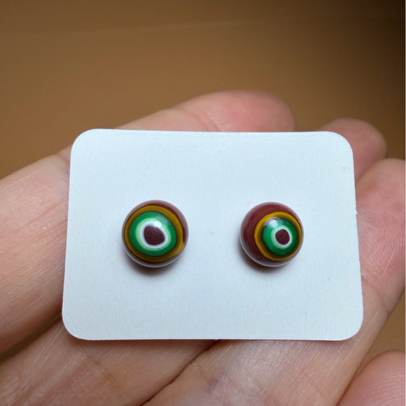 Colorful Stud Earrings - Evil Eye Design - Picture 6 of 8